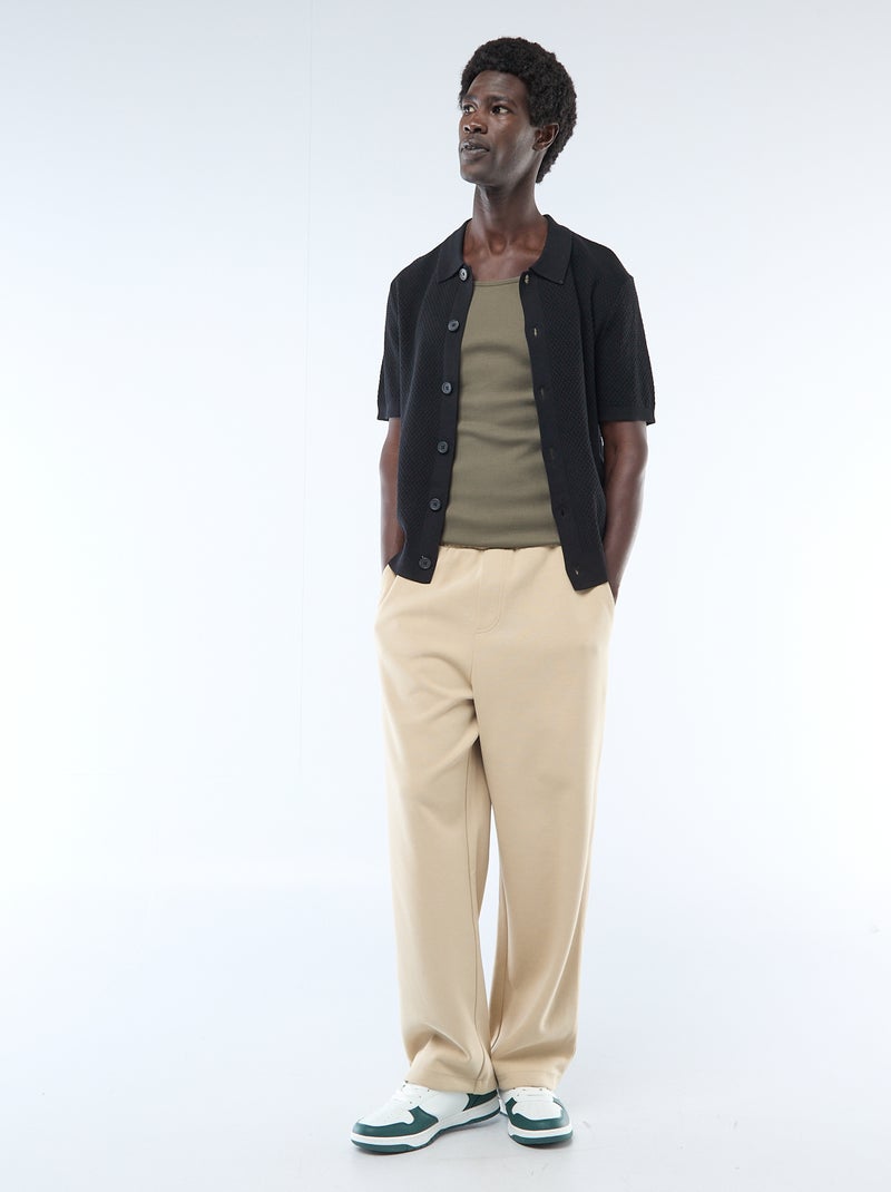 Polo van gewafelde stof Zwart - Kiabi