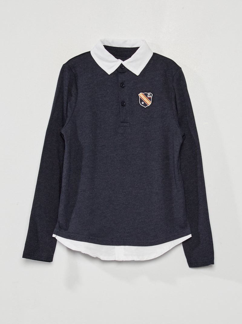 Polo van jerseystof met 2-in-1-effect GRIJS - Kiabi