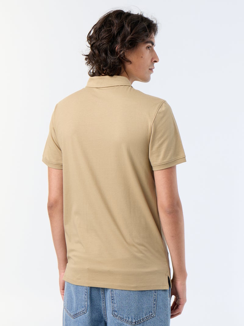 Polo van jerseytricot met knoopsluiting Biege - Kiabi