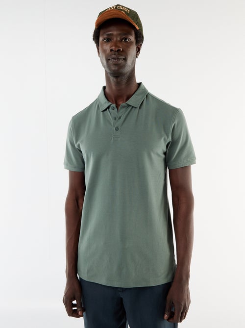 Polo van jerseytricot met knoopsluiting - Kiabi