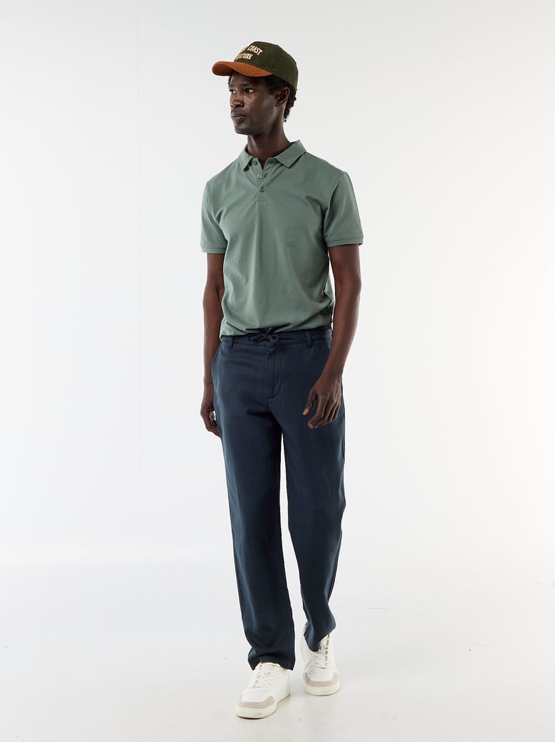 Polo van jerseytricot met knoopsluiting Groen - Kiabi