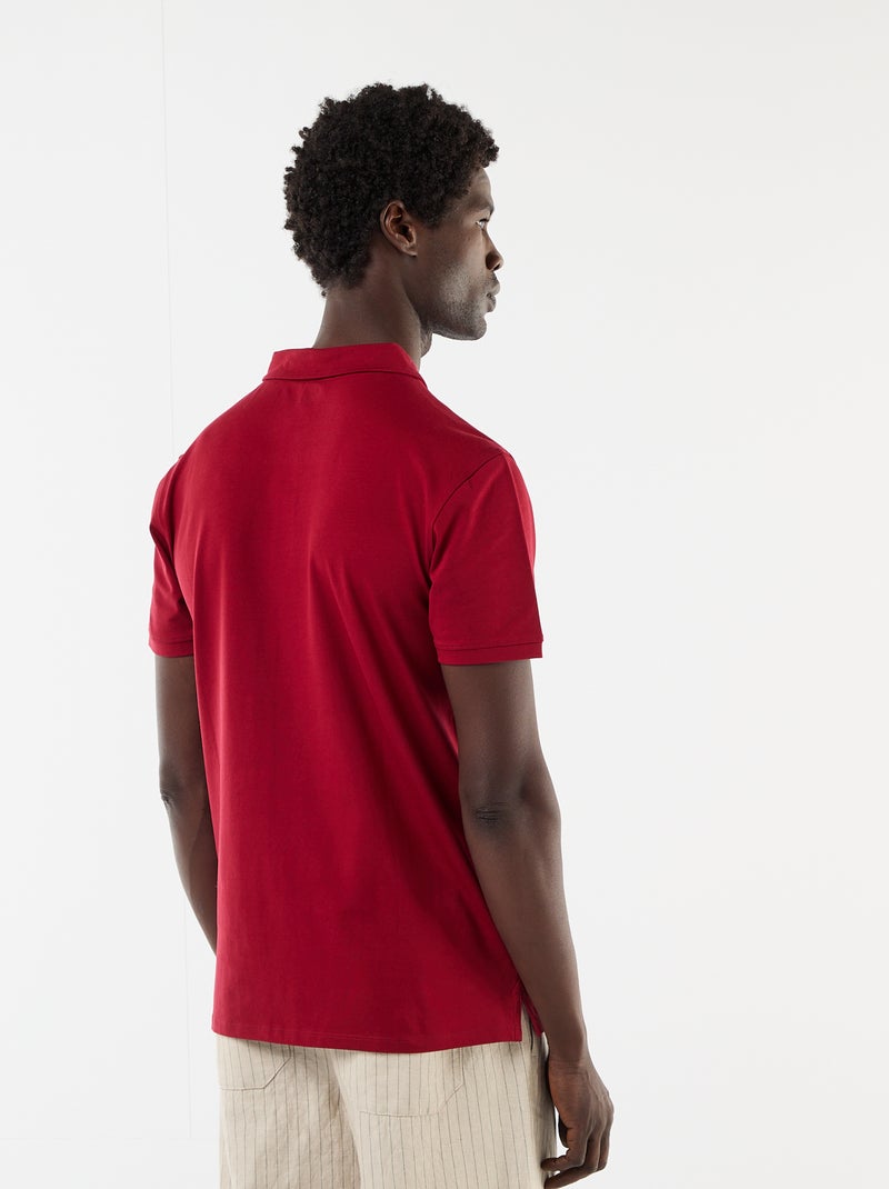 Polo van jerseytricot met knoopsluiting Rood - Kiabi