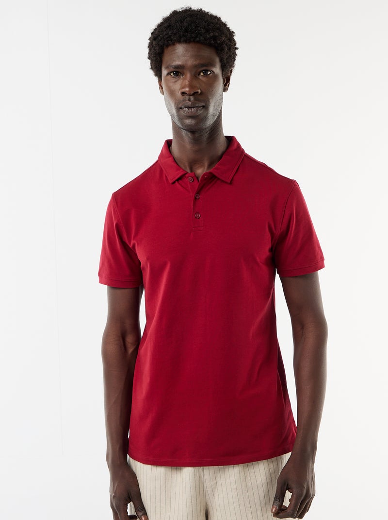 Polo van jerseytricot met knoopsluiting Rood - Kiabi