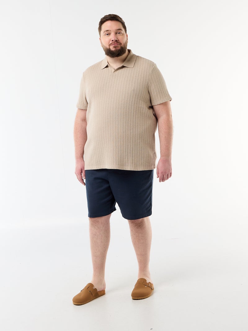 Polo van jerseytricot met korte mouwen Biege - Kiabi