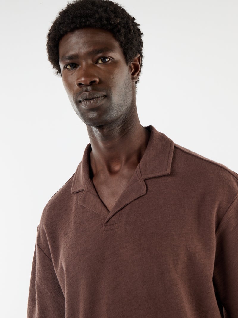 Polo van jerseytricot met korte mouwen Bruin - Kiabi