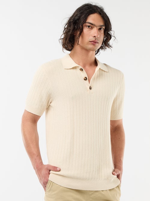 Polo van jerseytricot met tricot-effect - Kiabi