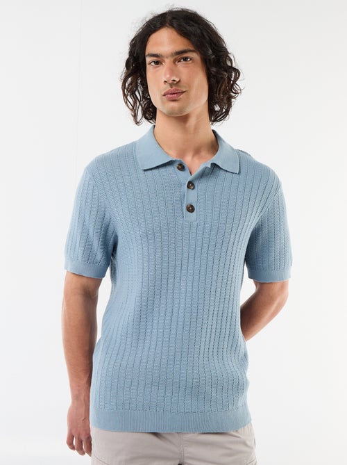 Polo van jerseytricot met tricot-effect - Kiabi
