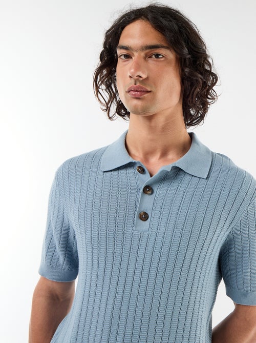 Polo van jerseytricot met tricot-effect - Kiabi