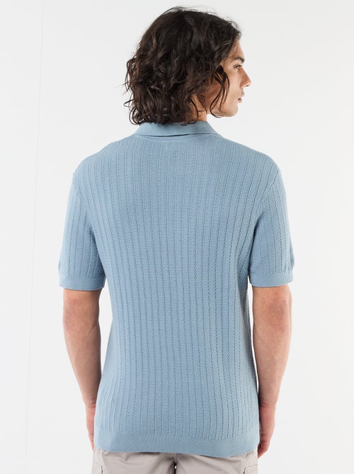 Polo van jerseytricot met tricot-effect - Kiabi