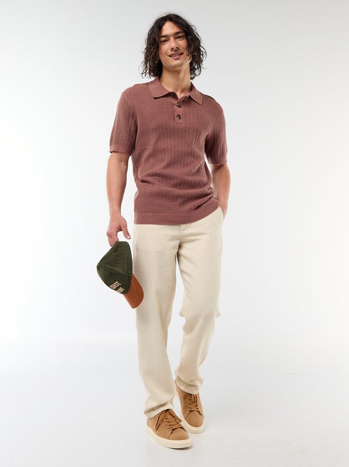 Polo van jerseytricot met tricot-effect - Kiabi