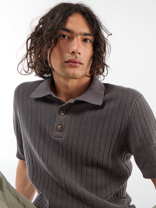 Polo van jerseytricot met tricot-effect - Kiabi
