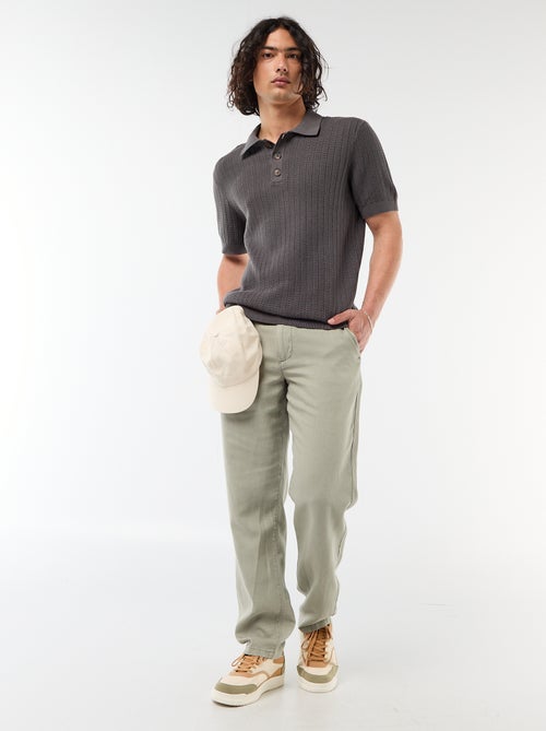 Polo van jerseytricot met tricot-effect - Kiabi