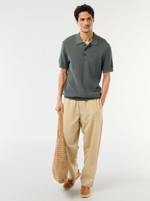 Polo van jerseytricot met tricot-effect - Kiabi
