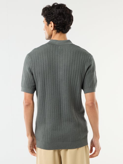 Polo van jerseytricot met tricot-effect - Kiabi