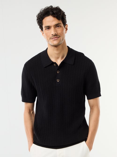 Polo van jerseytricot met tricot-effect - Kiabi