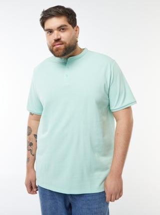 Polo van katoenpiqué met henleykraag