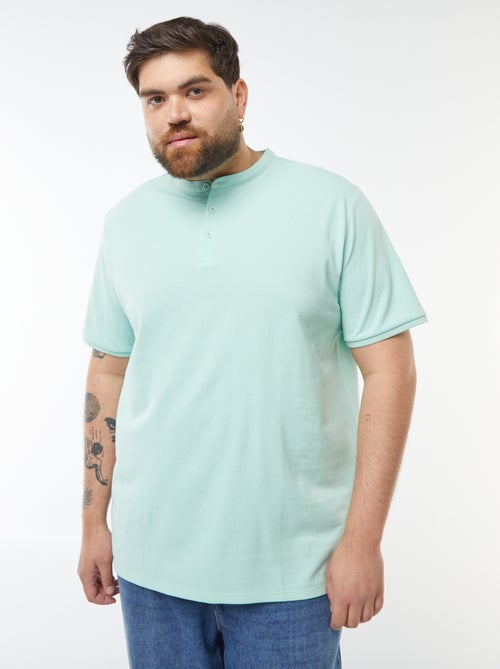 Polo van katoenpiqué met henleykraag - Kiabi