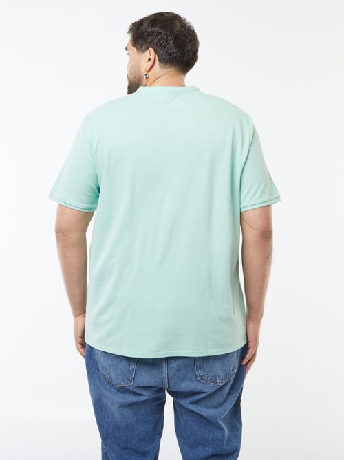 Polo van katoenpiqué met henleykraag - Kiabi