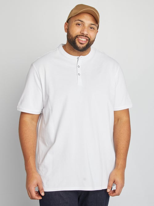 Polo van katoenpiqué met henleykraag - Kiabi