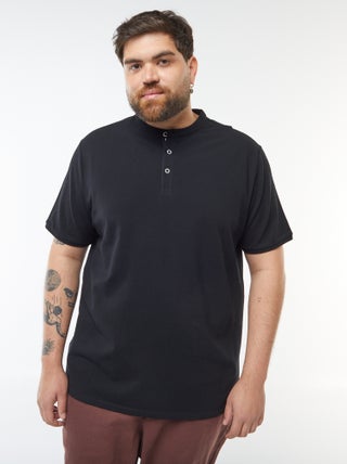 Polo van katoenpiqué met henleykraag