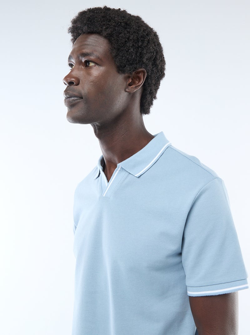 Polo van katoenpiqué met korte mouwen Blauw - Kiabi