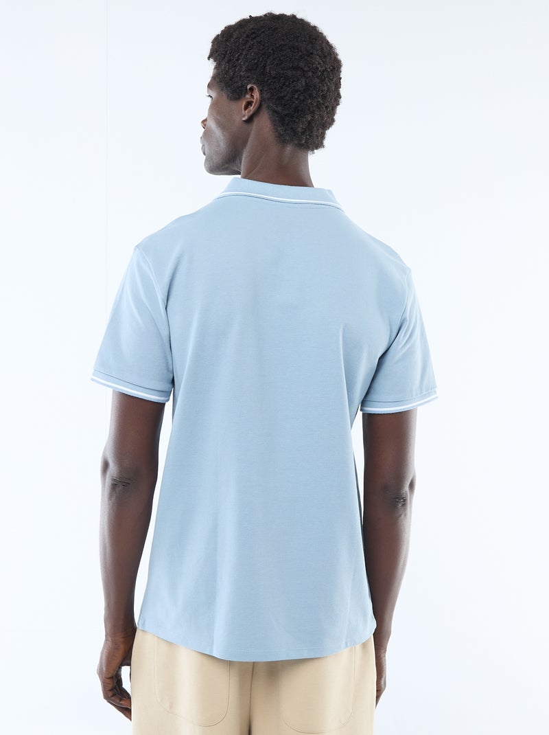 Polo van katoenpiqué met korte mouwen Blauw - Kiabi
