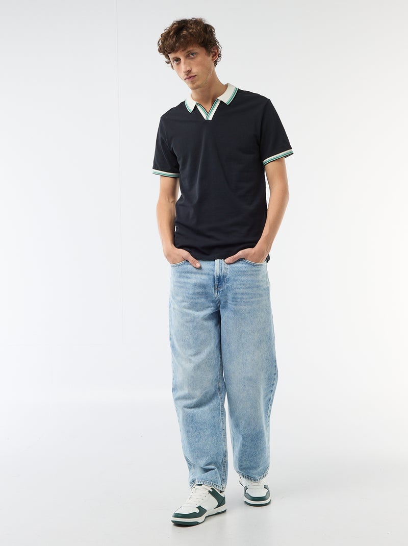 Polo van katoenpiqué met korte mouwen Blauw - Kiabi