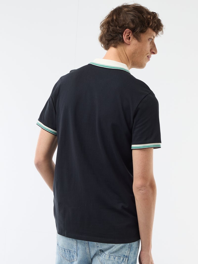 Polo van katoenpiqué met korte mouwen Blauw - Kiabi