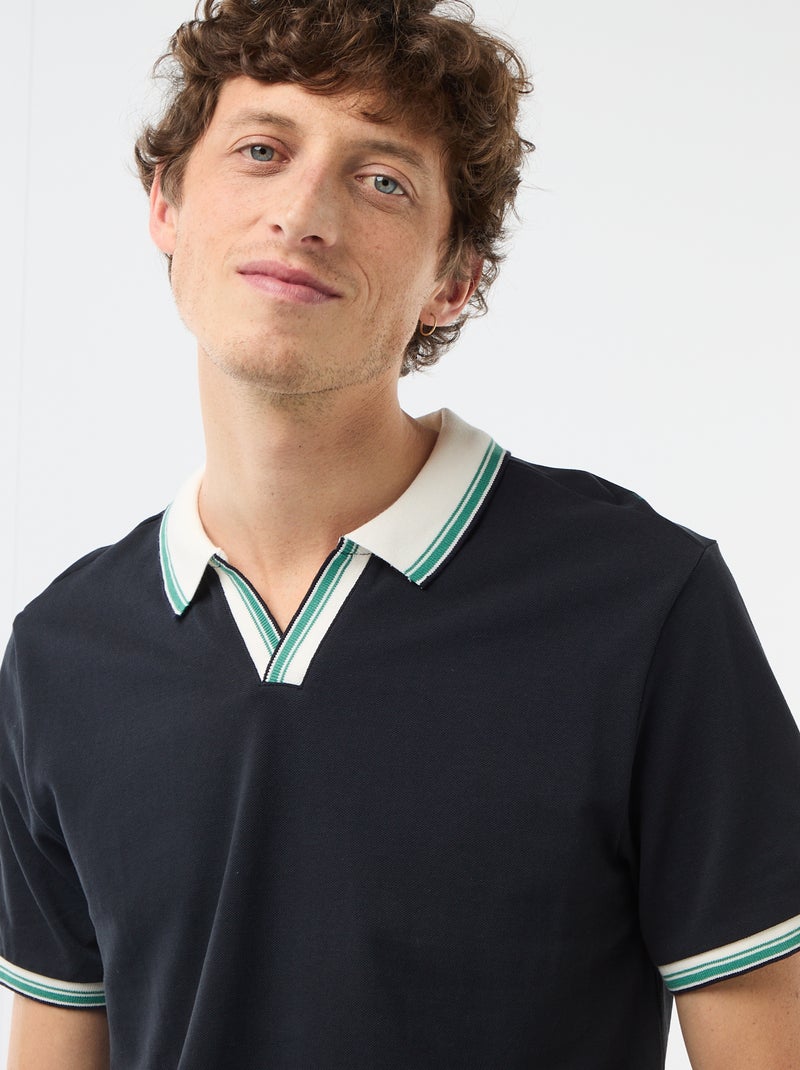 Polo van katoenpiqué met korte mouwen Blauw - Kiabi