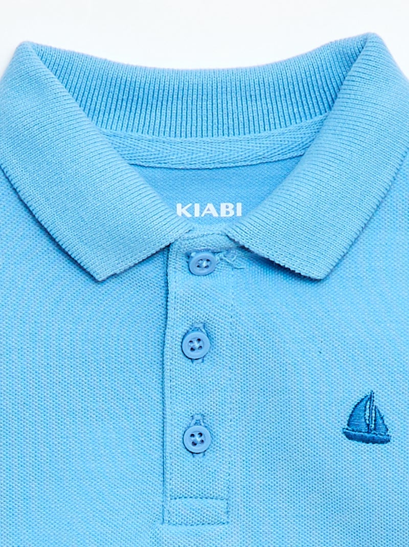 Polo van katoenpiqué met korte mouwen Blauw - Kiabi