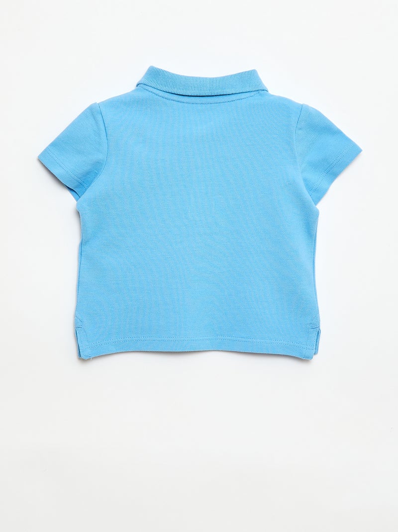 Polo van katoenpiqué met korte mouwen Blauw - Kiabi