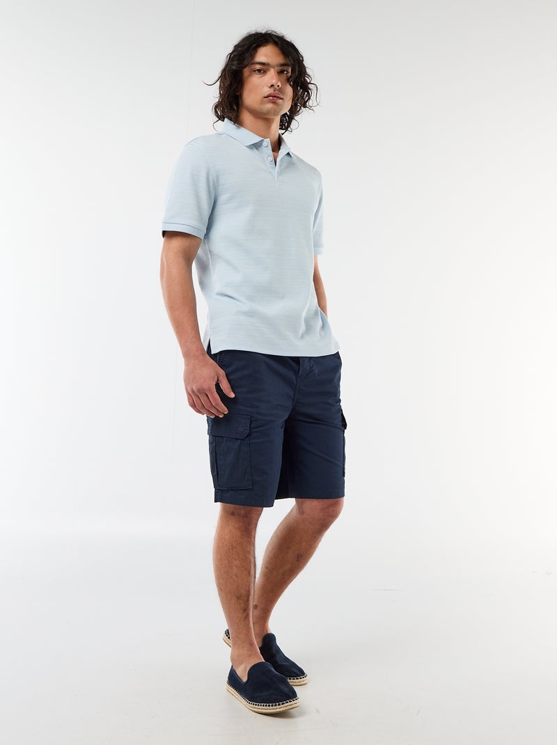 Polo van katoenpiqué met korte mouwen Blauw - Kiabi