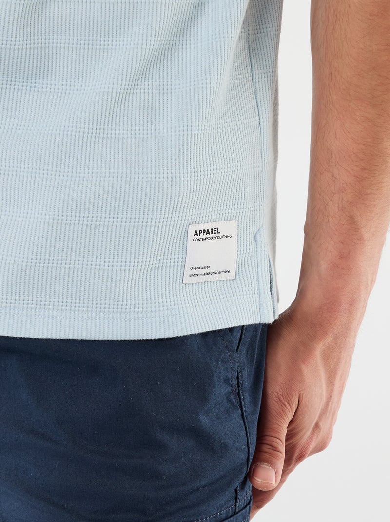 Polo van katoenpiqué met korte mouwen Blauw - Kiabi