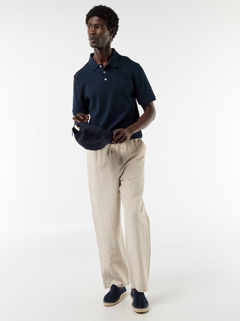 Polo van katoenpiqué met korte mouwen Blauw - Kiabi