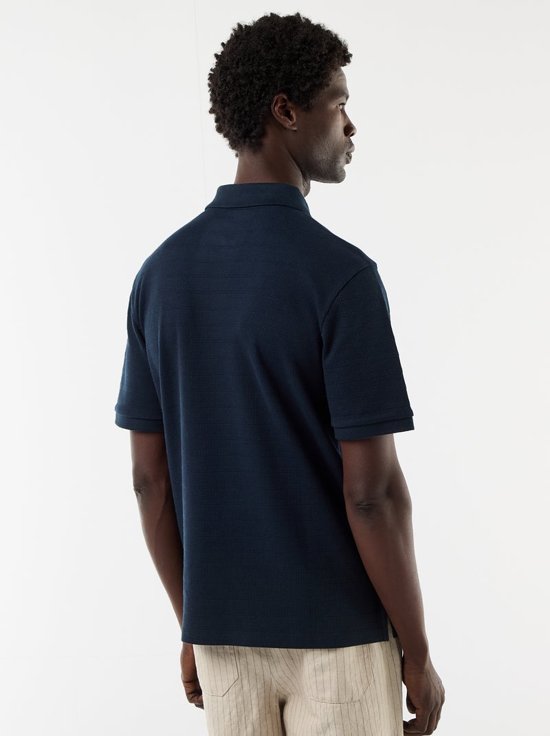 Polo van katoenpiqué met korte mouwen Blauw - Kiabi