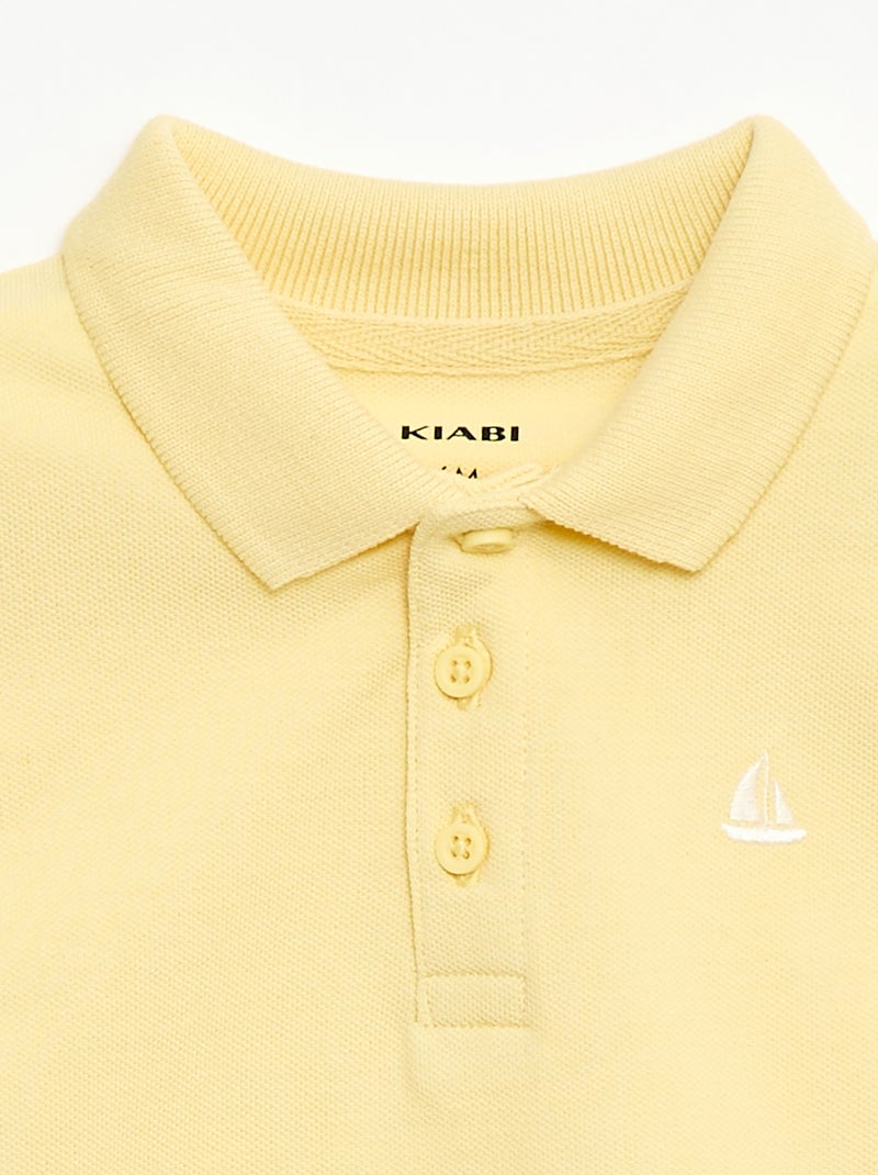 Polo van katoenpiqué met korte mouwen Geel - Kiabi