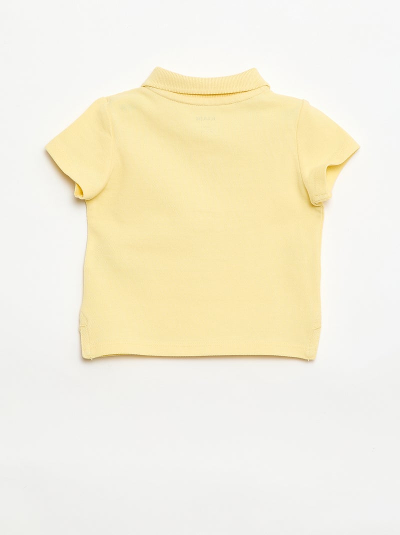 Polo van katoenpiqué met korte mouwen Geel - Kiabi