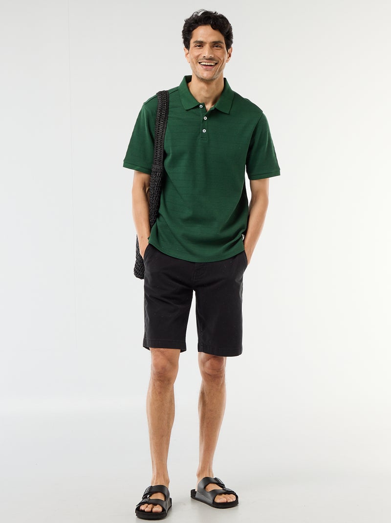 Polo van katoenpiqué met korte mouwen Groen - Kiabi