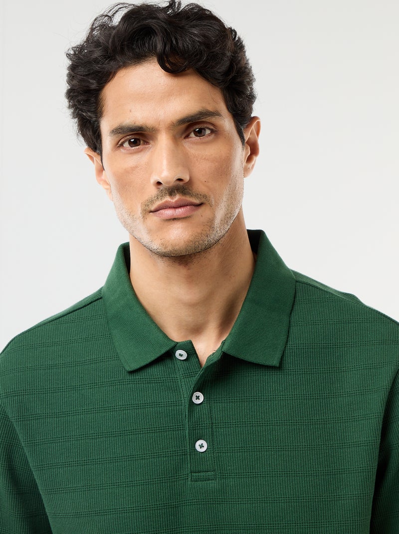 Polo van katoenpiqué met korte mouwen Groen - Kiabi