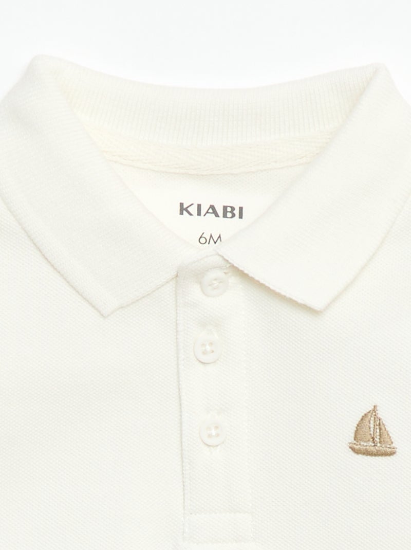 Polo van katoenpiqué met korte mouwen Wit - Kiabi