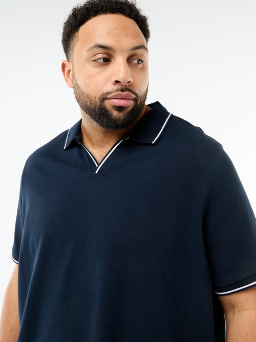 Polo van katoenpiqué met polokraag zonder knopen - Kiabi