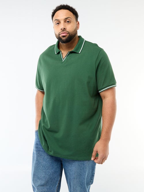 Polo van katoenpiqué met polokraag zonder knopen - Kiabi