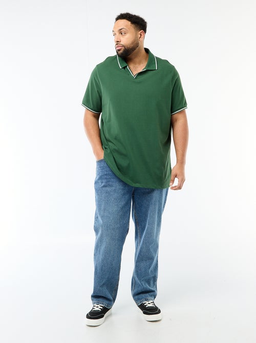 Polo van katoenpiqué met polokraag zonder knopen - Kiabi