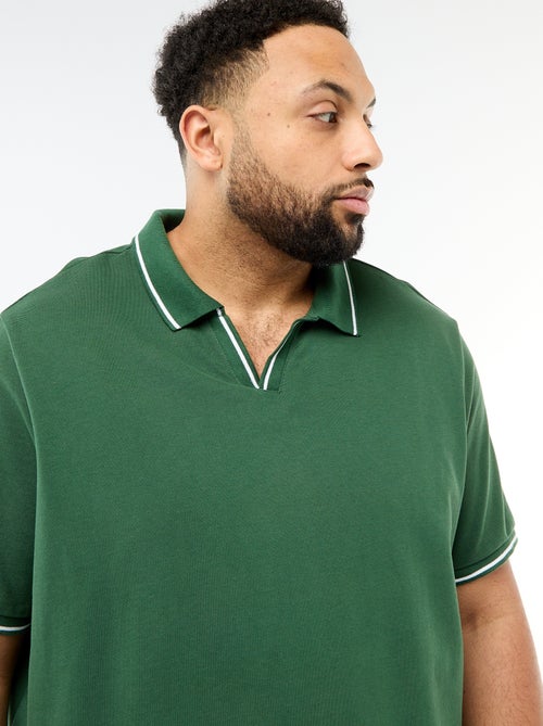 Polo van katoenpiqué met polokraag zonder knopen - Kiabi