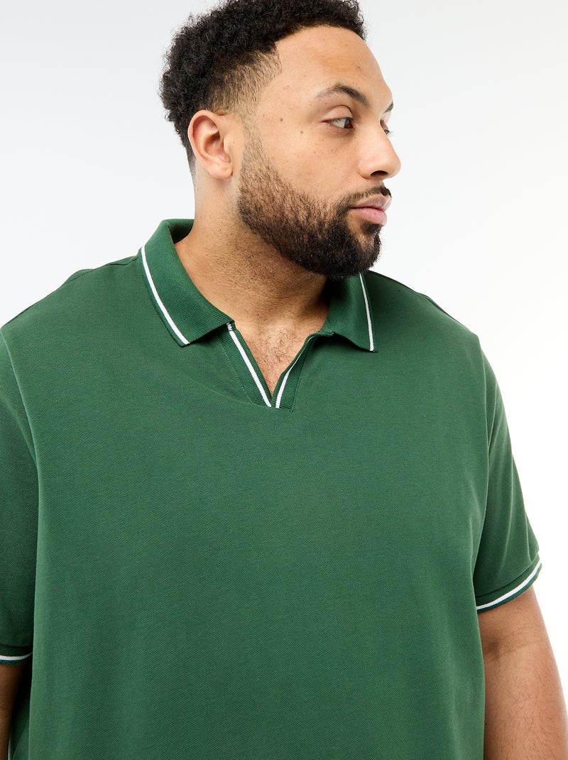 Polo van katoenpiqué met polokraag zonder knopen Groen - Kiabi