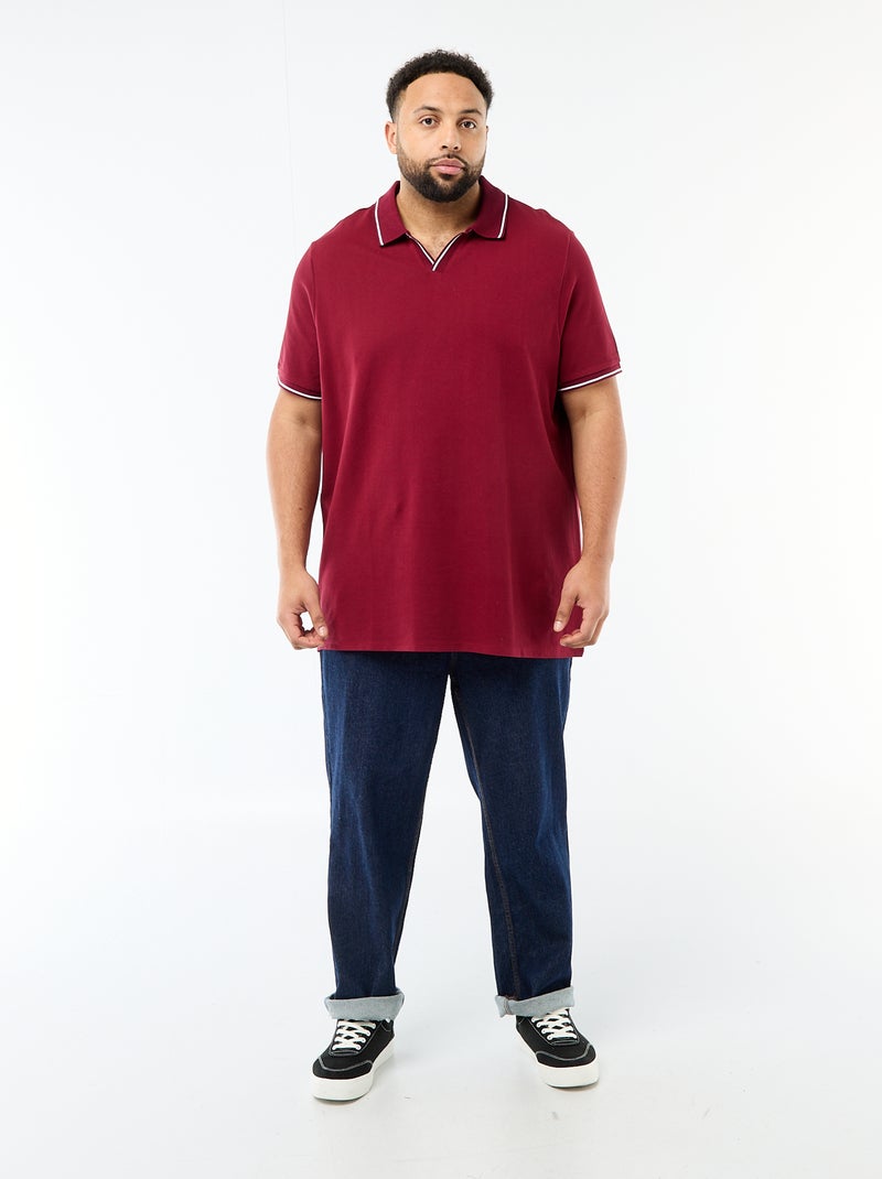 Polo van katoenpiqué met polokraag zonder knopen Rood - Kiabi