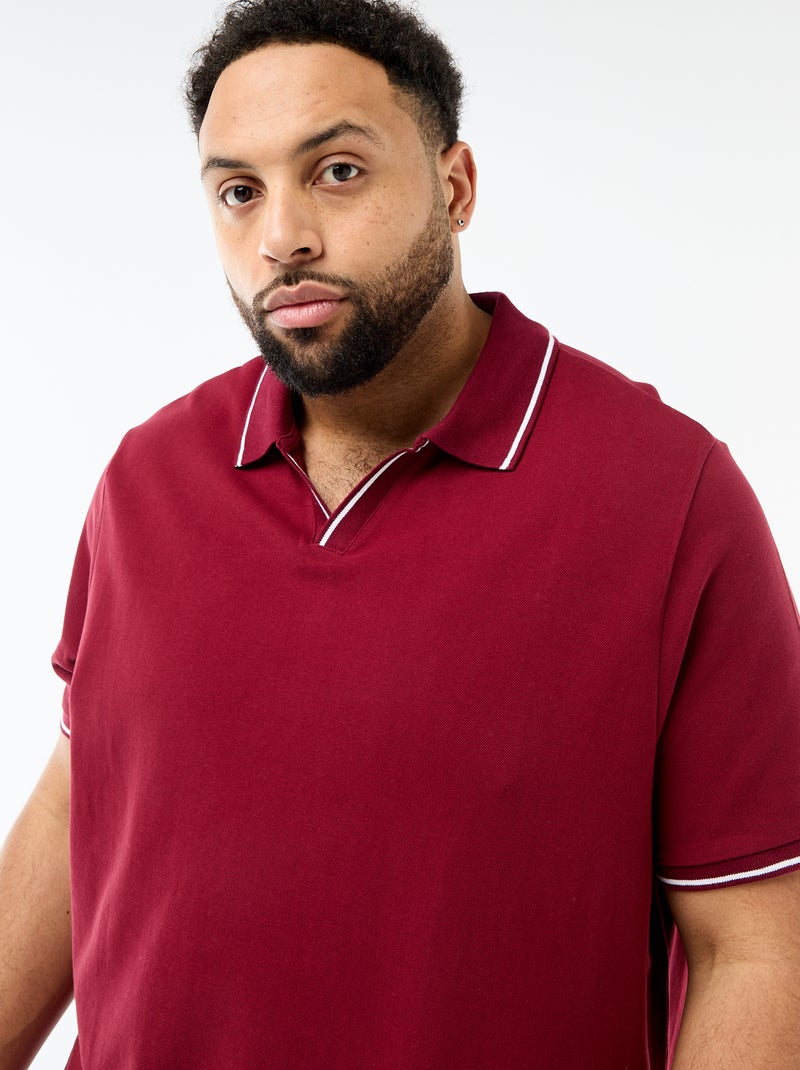 Polo van katoenpiqué met polokraag zonder knopen Rood - Kiabi