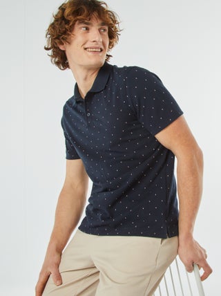 Polo van katoenpiqué met print