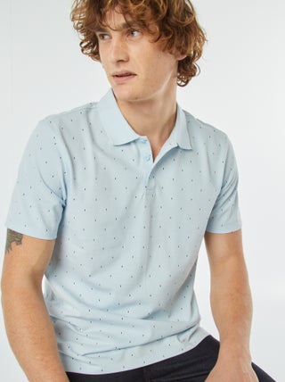 Polo van katoenpiqué met print