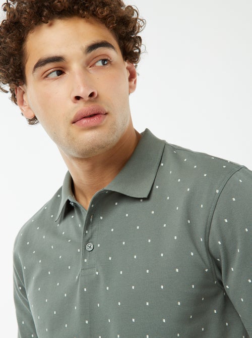 Polo van katoenpiqué met print - Kiabi
